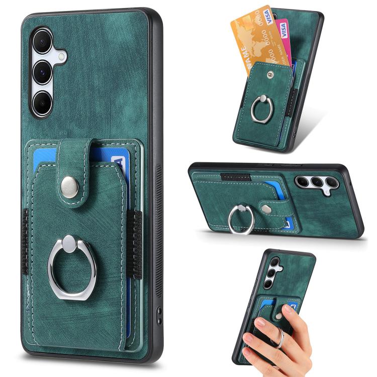 Retro Skin-feel Ring Card Wallet Phone Case