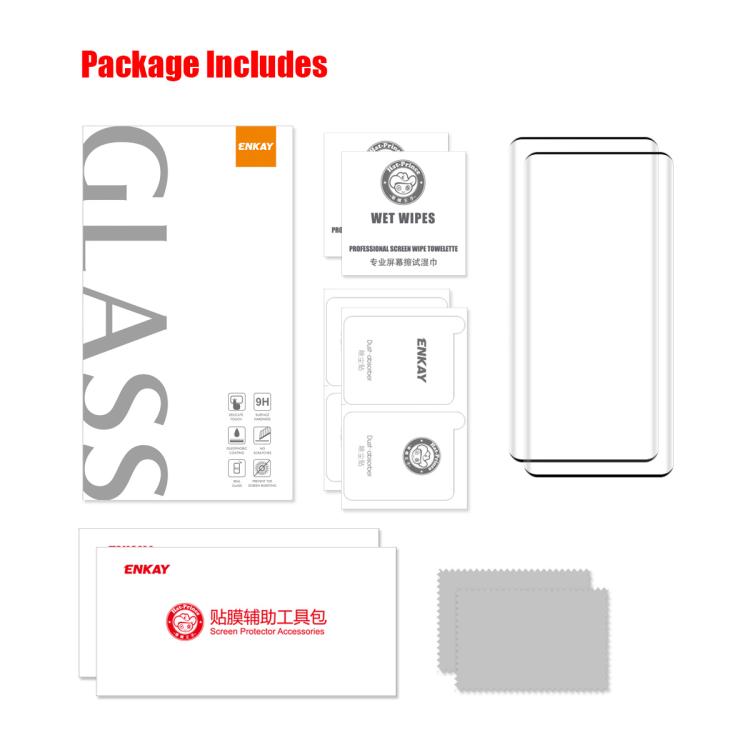 2pcs ENKAY 3D Hot Bending Side Glue Tempered Glass Full Film, For Huawei Mate 70 Air, For Huawei nova 14 Ultra, For Huawei Mate 70 Pro, For Huawei nova 13 Pro, For Huawei Pura 70 Pro / 70 Pro+ / 70 Ultra, For Huawei nova 12 Pro / nova 12 Ultra         ...