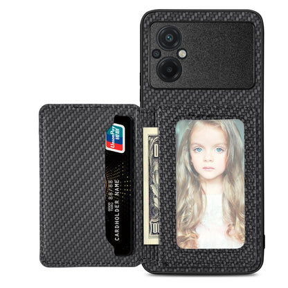 Carbon Fiber Magnetic Card Bag Phone Case, For Redmi Note 13 5G, For Redmi Note 13 Pro 5G, For Redmi Note 12 5G, For Redmi 12C, For Xiaomi 13 Pro, For Xiaomi 13, For Xiaomi Poco M5 4G, For Redmi Note 11T Pro 5G, For Redmi Note 10 4G
