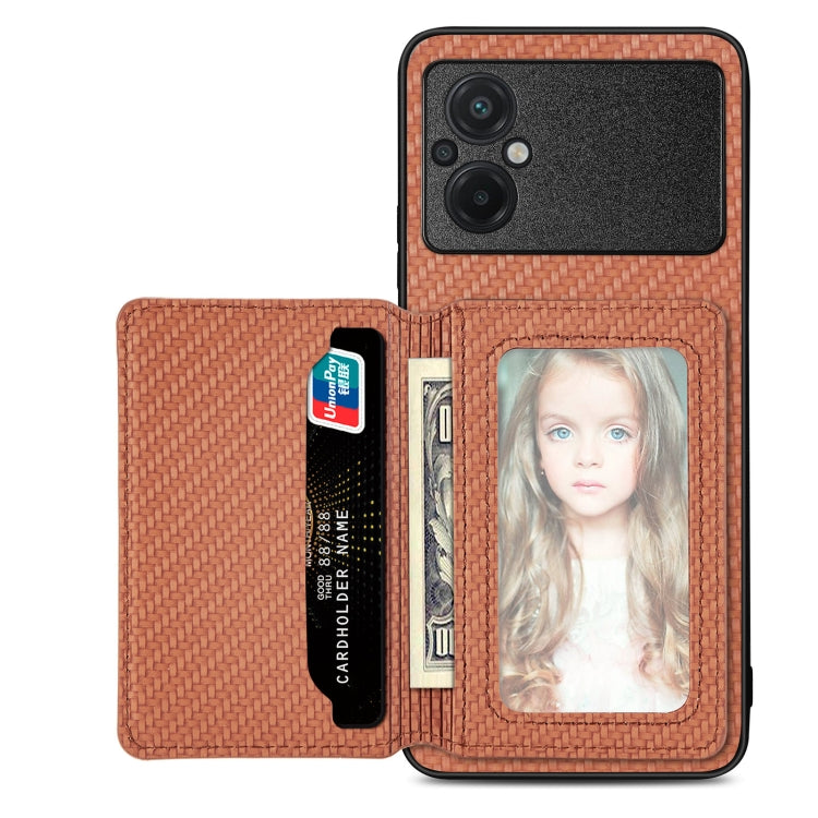 Carbon Fiber Magnetic Card Bag Phone Case, For Redmi Note 13 5G, For Redmi Note 13 Pro 5G, For Redmi Note 12 5G, For Redmi 12C, For Xiaomi 13 Pro, For Xiaomi 13, For Xiaomi Poco M5 4G, For Redmi Note 11T Pro 5G, For Redmi Note 10 4G
