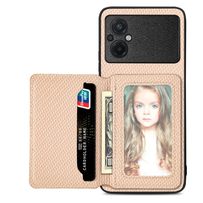 Carbon Fiber Magnetic Card Bag Phone Case, For Redmi Note 13 5G, For Redmi Note 13 Pro 5G, For Redmi Note 12 5G, For Redmi 12C, For Xiaomi 13 Pro, For Xiaomi 13, For Xiaomi Poco M5 4G, For Redmi Note 11T Pro 5G, For Redmi Note 10 4G