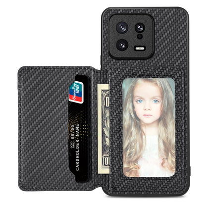 Carbon Fiber Magnetic Card Bag Phone Case, For Redmi Note 13 5G, For Redmi Note 13 Pro 5G, For Redmi Note 12 5G, For Redmi 12C, For Xiaomi 13 Pro, For Xiaomi 13, For Xiaomi Poco M5 4G, For Redmi Note 11T Pro 5G, For Redmi Note 10 4G