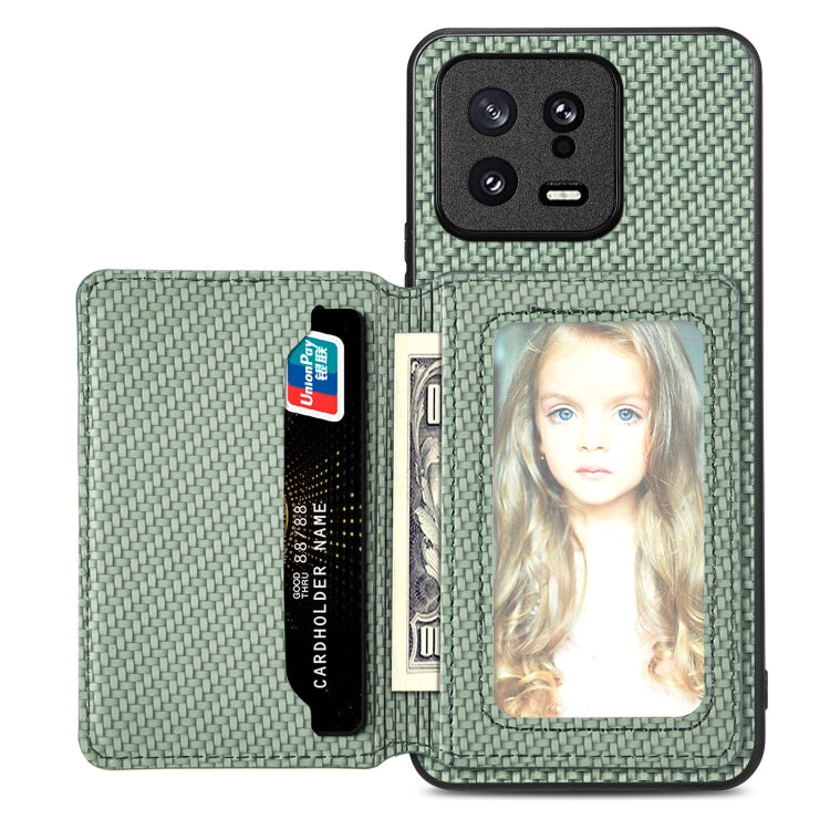 Carbon Fiber Magnetic Card Bag Phone Case, For Redmi Note 13 5G, For Redmi Note 13 Pro 5G, For Redmi Note 12 5G, For Redmi 12C, For Xiaomi 13 Pro, For Xiaomi 13, For Xiaomi Poco M5 4G, For Redmi Note 11T Pro 5G, For Redmi Note 10 4G