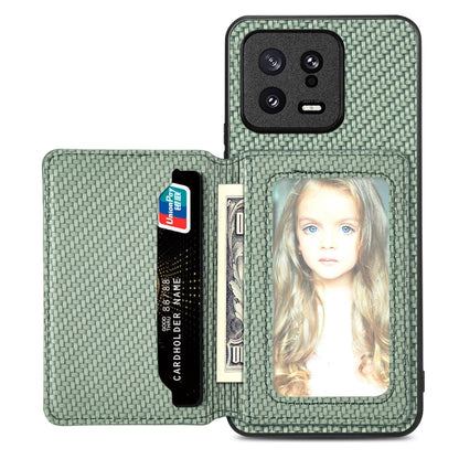 Carbon Fiber Magnetic Card Bag Phone Case, For Redmi Note 13 5G, For Redmi Note 13 Pro 5G, For Redmi Note 12 5G, For Redmi 12C, For Xiaomi 13 Pro, For Xiaomi 13, For Xiaomi Poco M5 4G, For Redmi Note 11T Pro 5G, For Redmi Note 10 4G