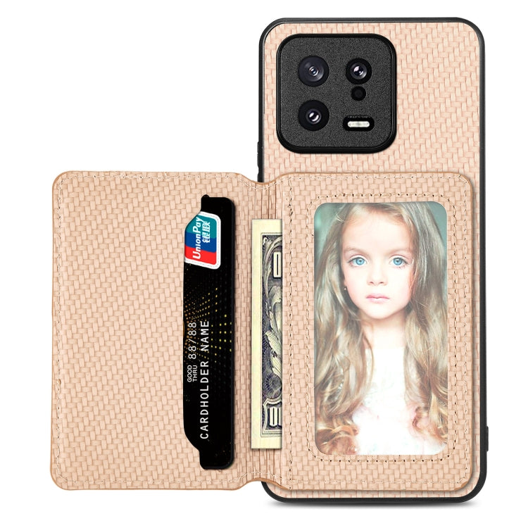 Carbon Fiber Magnetic Card Bag Phone Case, For Redmi Note 13 5G, For Redmi Note 13 Pro 5G, For Redmi Note 12 5G, For Redmi 12C, For Xiaomi 13 Pro, For Xiaomi 13, For Xiaomi Poco M5 4G, For Redmi Note 11T Pro 5G, For Redmi Note 10 4G