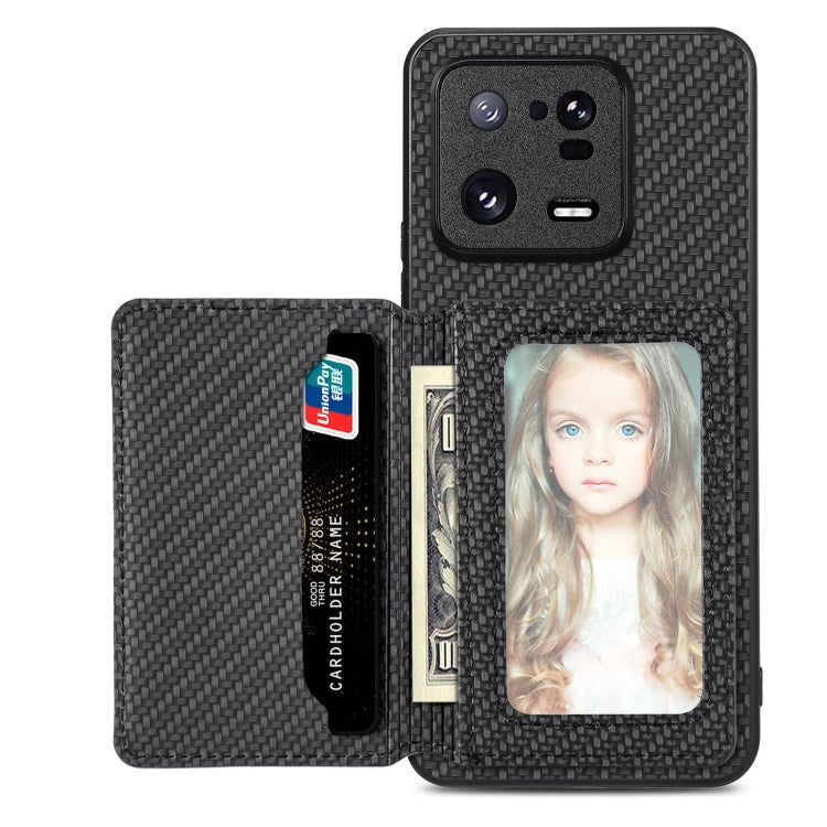 Carbon Fiber Magnetic Card Bag Phone Case, For Redmi Note 13 5G, For Redmi Note 13 Pro 5G, For Redmi Note 12 5G, For Redmi 12C, For Xiaomi 13 Pro, For Xiaomi 13, For Xiaomi Poco M5 4G, For Redmi Note 11T Pro 5G, For Redmi Note 10 4G