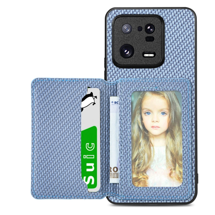Carbon Fiber Magnetic Card Bag Phone Case, For Redmi Note 13 5G, For Redmi Note 13 Pro 5G, For Redmi Note 12 5G, For Redmi 12C, For Xiaomi 13 Pro, For Xiaomi 13, For Xiaomi Poco M5 4G, For Redmi Note 11T Pro 5G, For Redmi Note 10 4G