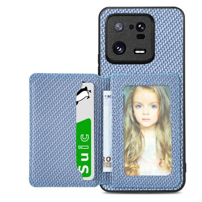 Carbon Fiber Magnetic Card Bag Phone Case, For Redmi Note 13 5G, For Redmi Note 13 Pro 5G, For Redmi Note 12 5G, For Redmi 12C, For Xiaomi 13 Pro, For Xiaomi 13, For Xiaomi Poco M5 4G, For Redmi Note 11T Pro 5G, For Redmi Note 10 4G