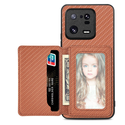 Carbon Fiber Magnetic Card Bag Phone Case, For Redmi Note 13 5G, For Redmi Note 13 Pro 5G, For Redmi Note 12 5G, For Redmi 12C, For Xiaomi 13 Pro, For Xiaomi 13, For Xiaomi Poco M5 4G, For Redmi Note 11T Pro 5G, For Redmi Note 10 4G