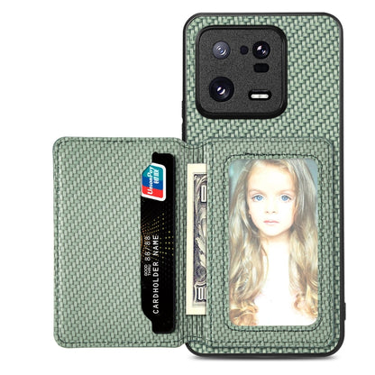 Carbon Fiber Magnetic Card Bag Phone Case, For Redmi Note 13 5G, For Redmi Note 13 Pro 5G, For Redmi Note 12 5G, For Redmi 12C, For Xiaomi 13 Pro, For Xiaomi 13, For Xiaomi Poco M5 4G, For Redmi Note 11T Pro 5G, For Redmi Note 10 4G