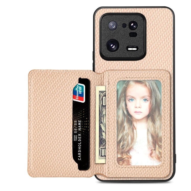 Carbon Fiber Magnetic Card Bag Phone Case, For Redmi Note 13 5G, For Redmi Note 13 Pro 5G, For Redmi Note 12 5G, For Redmi 12C, For Xiaomi 13 Pro, For Xiaomi 13, For Xiaomi Poco M5 4G, For Redmi Note 11T Pro 5G, For Redmi Note 10 4G