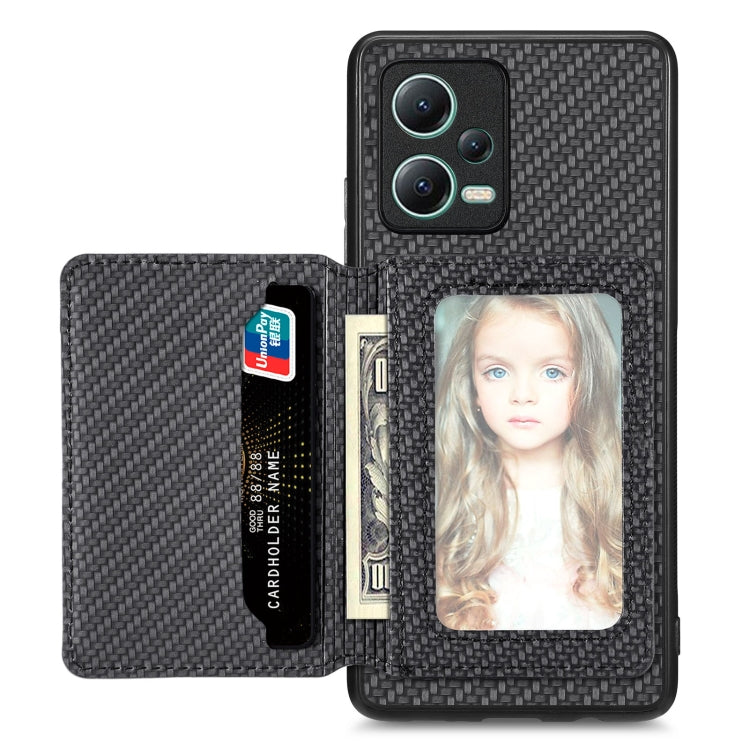 Carbon Fiber Magnetic Card Bag Phone Case, For Redmi Note 13 5G, For Redmi Note 13 Pro 5G, For Redmi Note 12 5G, For Redmi 12C, For Xiaomi 13 Pro, For Xiaomi 13, For Xiaomi Poco M5 4G, For Redmi Note 11T Pro 5G, For Redmi Note 10 4G