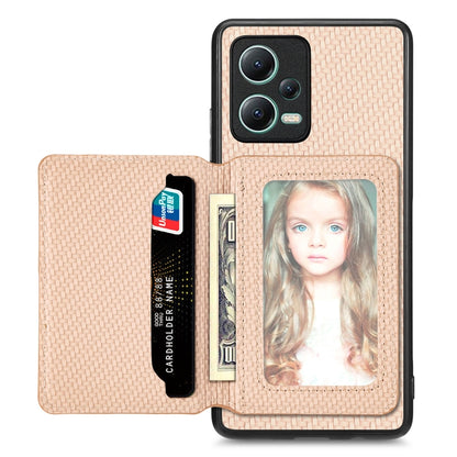 Carbon Fiber Magnetic Card Bag Phone Case, For Redmi Note 13 5G, For Redmi Note 13 Pro 5G, For Redmi Note 12 5G, For Redmi 12C, For Xiaomi 13 Pro, For Xiaomi 13, For Xiaomi Poco M5 4G, For Redmi Note 11T Pro 5G, For Redmi Note 10 4G