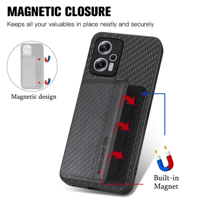 Carbon Fiber Magnetic Card Bag Phone Case, For Redmi Note 11T Pro 5G, For Redmi Note 10 4G