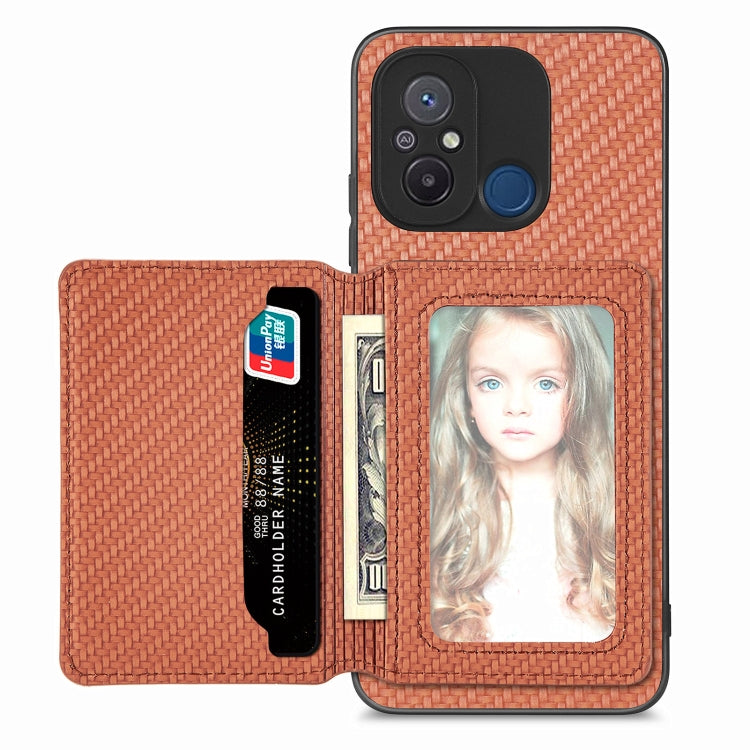 Carbon Fiber Magnetic Card Bag Phone Case, For Redmi Note 13 5G, For Redmi Note 13 Pro 5G, For Redmi Note 12 5G, For Redmi 12C, For Xiaomi 13 Pro, For Xiaomi 13, For Xiaomi Poco M5 4G, For Redmi Note 11T Pro 5G, For Redmi Note 10 4G