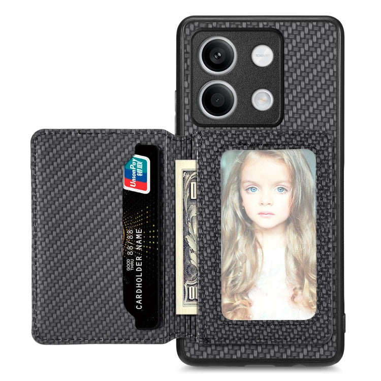 Carbon Fiber Magnetic Card Bag Phone Case, For Redmi Note 13 5G, For Redmi Note 13 Pro 5G, For Redmi Note 12 5G, For Redmi 12C, For Xiaomi 13 Pro, For Xiaomi 13, For Xiaomi Poco M5 4G, For Redmi Note 11T Pro 5G, For Redmi Note 10 4G