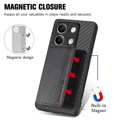 Carbon Fiber Magnetic Card Bag Phone Case, For Redmi Note 13 5G, For Redmi Note 13 Pro 5G, For Redmi Note 12 5G, For Redmi 12C, For Xiaomi 13 Pro, For Xiaomi 13, For Xiaomi Poco M5 4G, For Redmi Note 11T Pro 5G, For Redmi Note 10 4G