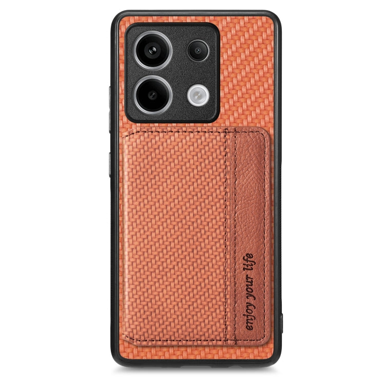 Carbon Fiber Magnetic Card Bag Phone Case, For Redmi Note 13 5G, For Redmi Note 13 Pro 5G, For Redmi Note 12 5G, For Redmi 12C, For Xiaomi 13 Pro, For Xiaomi 13, For Xiaomi Poco M5 4G, For Redmi Note 11T Pro 5G, For Redmi Note 10 4G