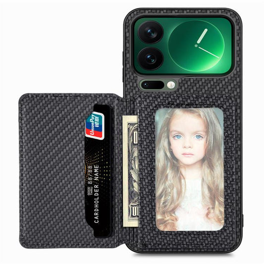 Carbon Fiber Magnetic Card Bag Phone Case, For Xiaomi 17 Pro Max, For Xiaomi 17 Pro, For Redmi 15C 5G / 4G Global 171mm, For Xiaomi 15T Pro, For Xiaomi 15T, For Redmi K80 Pro / Poco F7 Ultra, For Redmi K80 / Poco F7 Pro, For Redmi Turbo 4