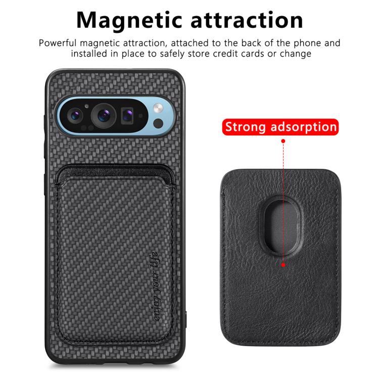Carbon Fiber Leather Card Magsafe Phone Case, For Google Pixel 10 Pro XL, For Google Pixel 9 Pro XL, For Google Pixel 10 / 10 Pro, For Google Pixel 9 / 9 Pro, For Google Pixel 9a, For Google Pixel 7 Pro, For Google Pixel 7, For Google Pixel 6