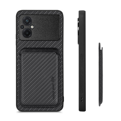 Carbon Fiber Leather Card Magnetic Phone Case, For Xiaomi Poco M5 4G, For Xiaomi Redmi Note 11T Pro 5G, For Xiaomi Redmi Note 10 4G