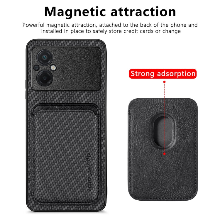 Carbon Fiber Leather Card Magnetic Phone Case, For Xiaomi Poco M5 4G, For Xiaomi Redmi Note 11T Pro 5G, For Xiaomi Redmi Note 10 4G