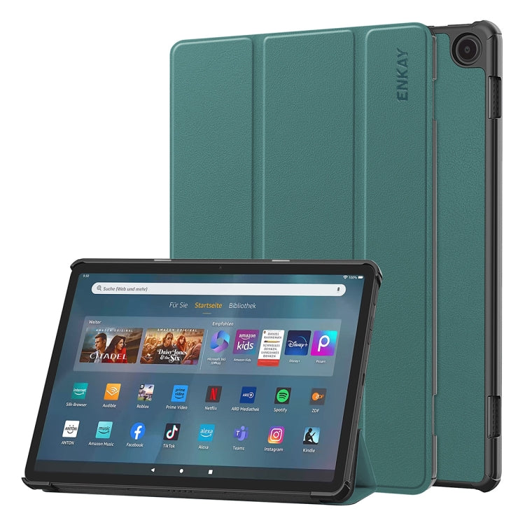 ENKAY ENKAY Tri-fold Custer Texture Leather Smart Tablet Case, For Amazon Fire Max 11, For Amazon Fire HD 10 2023