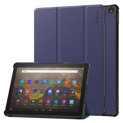 ENKAY ENKAY Tri-fold Custer Texture Leather Smart Tablet Case, For Amazon Fire Max 11, For Amazon Fire HD 10 2023