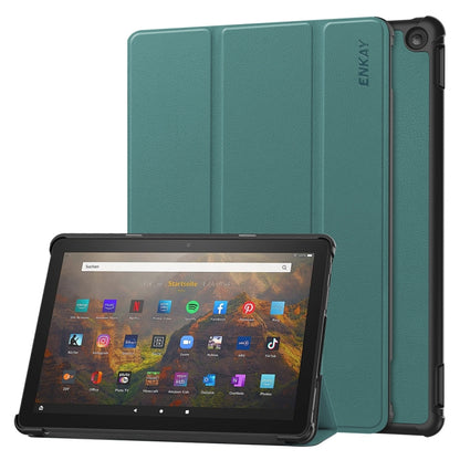 ENKAY ENKAY Tri-fold Custer Texture Leather Smart Tablet Case, For Amazon Fire Max 11, For Amazon Fire HD 10 2023