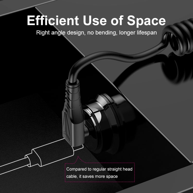 ENKAY 3A Elbow Expansion Spring Coiled Fast Chrging Data Cable, Length: 1.5m, Type-C to Type-C, Type-C to 8 Pin
