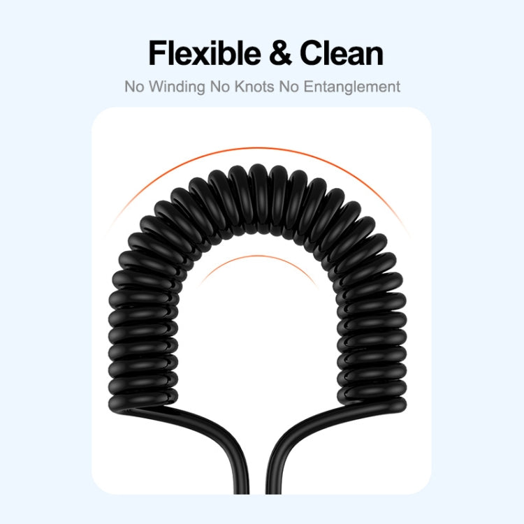 ENKAY 3A Elbow Expansion Spring Coiled Fast Chrging Data Cable, Length: 1.5m, Type-C to Type-C, Type-C to 8 Pin