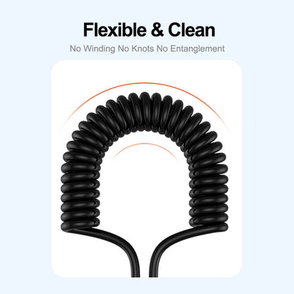 ENKAY 3A Elbow Expansion Spring Coiled Fast Chrging Data Cable, Length: 1.5m, Type-C to Type-C, Type-C to 8 Pin