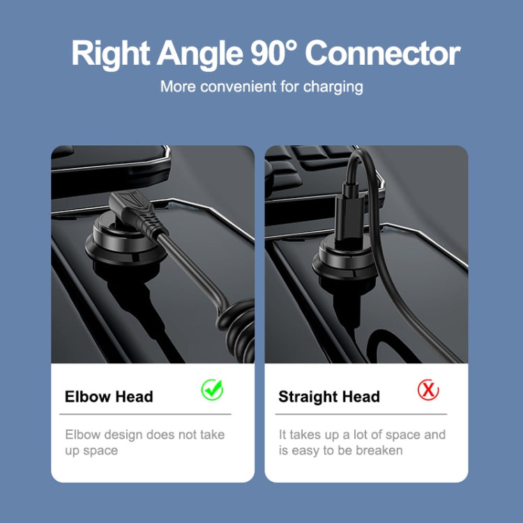 ENKAY 3A Elbow Expansion Spring Coiled Fast Chrging Data Cable, Length: 1.5m, Type-C to Type-C, Type-C to 8 Pin