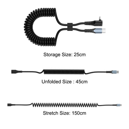 ENKAY 3A Elbow Expansion Spring Coiled Fast Chrging Data Cable, Length: 1.5m, Type-C to Type-C, Type-C to 8 Pin