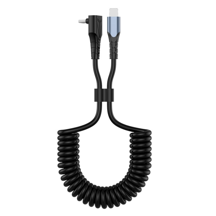 ENKAY 3A Elbow Expansion Spring Coiled Fast Chrging Data Cable, Length: 1.5m, Type-C to Type-C, Type-C to 8 Pin