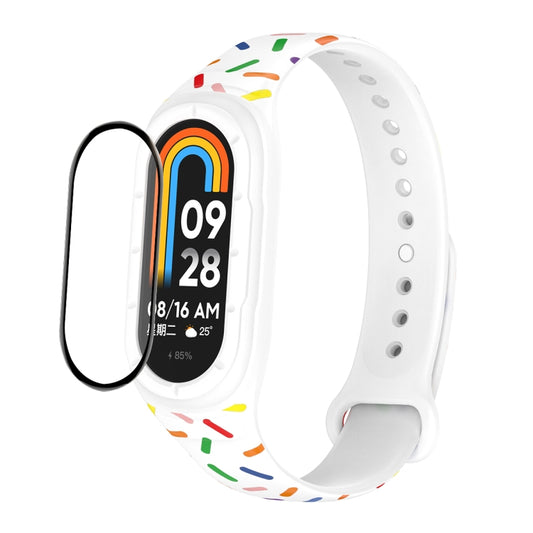 ENKAY Hat-Prince Full Coverage Screen Protector + Adjsutable Silicone Sport Loop Strap Watchband, For Xiaomi Mi Band 8