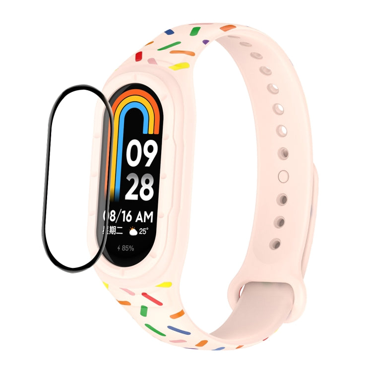ENKAY Hat-Prince Full Coverage Screen Protector + Adjsutable Silicone Sport Loop Strap Watchband, For Xiaomi Mi Band 8