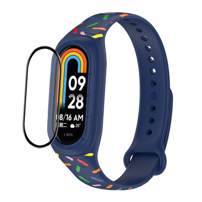 ENKAY Hat-Prince Full Coverage Screen Protector + Adjsutable Silicone Sport Loop Strap Watchband, For Xiaomi Mi Band 8
