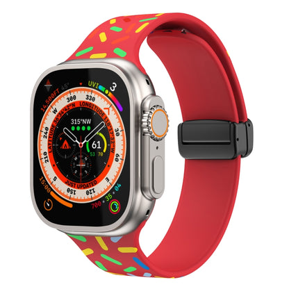 Rainbow Dots Silicone Magnetic Black Buckle Watch Band, For Apple Watch Ultra 49mm, For Apple Watch 8 41mm, For Apple Watch 8 45mm, For Apple Watch SE 2022 40mm, For Apple Watch SE 2022 44mm, For Apple Watch 7 41mm, For Apple Watch 7 45mm              ...
