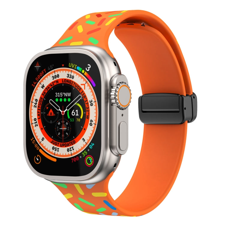 Rainbow Dots Silicone Magnetic Black Buckle Watch Band, For Apple Watch Ultra 49mm, For Apple Watch 8 41mm, For Apple Watch 8 45mm, For Apple Watch SE 2022 40mm, For Apple Watch SE 2022 44mm, For Apple Watch 7 41mm, For Apple Watch 7 45mm��������������...