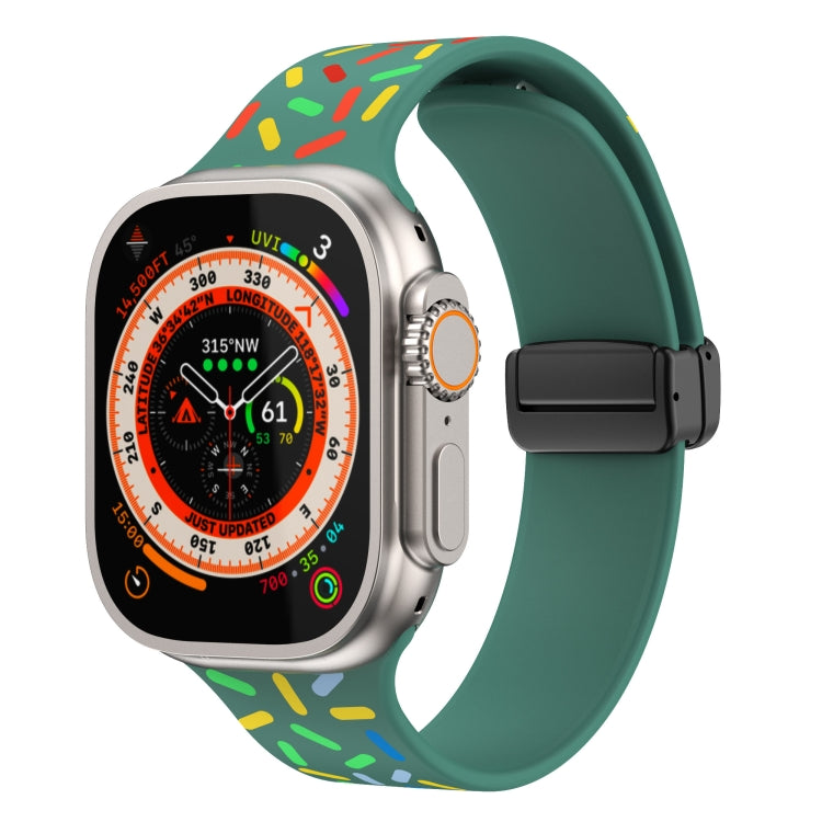 Rainbow Dots Silicone Magnetic Black Buckle Watch Band, For Apple Watch Ultra 49mm, For Apple Watch 8 41mm, For Apple Watch 8 45mm, For Apple Watch SE 2022 40mm, For Apple Watch SE 2022 44mm, For Apple Watch 7 41mm, For Apple Watch 7 45mm��������������...