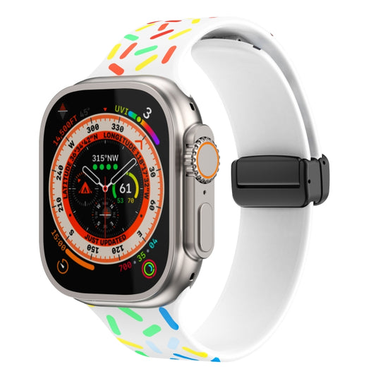 Rainbow Dots Silicone Magnetic Black Buckle Watch Band, For Apple Watch 6 40mm, For Apple Watch 6 44mm, For Apple Watch 5 44mm, For Apple Watch 5 40mm, For Apple Watch 4 44mm, For Apple Watch 4 40mm, For Apple Watch 3 38mm, For Apple Watch 3 42mm������...