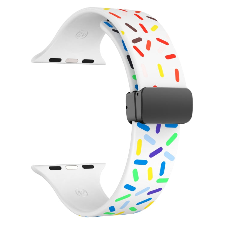 Rainbow Dots Silicone Magnetic Black Buckle Watch Band, For Apple Watch 6 40mm, For Apple Watch 6 44mm, For Apple Watch 5 44mm, For Apple Watch 5 40mm, For Apple Watch 4 44mm, For Apple Watch 4 40mm, For Apple Watch 3 38mm, For Apple Watch 3 42mm������...
