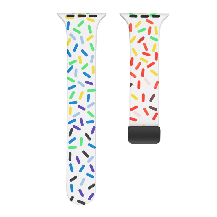 Rainbow Dots Silicone Magnetic Black Buckle Watch Band, For Apple Watch 6 40mm, For Apple Watch 6 44mm, For Apple Watch 5 44mm, For Apple Watch 5 40mm, For Apple Watch 4 44mm, For Apple Watch 4 40mm, For Apple Watch 3 38mm, For Apple Watch 3 42mm      ...