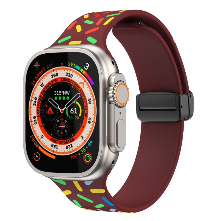 Rainbow Dots Silicone Magnetic Black Buckle Watch Band, For Apple Watch 6 40mm, For Apple Watch 6 44mm, For Apple Watch 5 44mm, For Apple Watch 5 40mm, For Apple Watch 4 44mm, For Apple Watch 4 40mm, For Apple Watch 3 38mm, For Apple Watch 3 42mm      ...