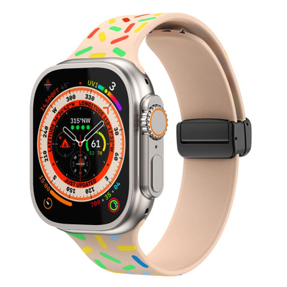 Rainbow Dots Silicone Magnetic Black Buckle Watch Band, For Apple Watch 6 40mm, For Apple Watch 6 44mm, For Apple Watch 5 44mm, For Apple Watch 5 40mm, For Apple Watch 4 44mm, For Apple Watch 4 40mm, For Apple Watch 3 38mm, For Apple Watch 3 42mm      ...