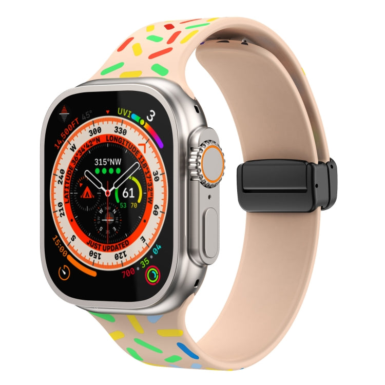 Rainbow Dots Silicone Magnetic Black Buckle Watch Band, For Apple Watch 6 40mm, For Apple Watch 6 44mm, For Apple Watch 5 44mm, For Apple Watch 5 40mm, For Apple Watch 4 44mm, For Apple Watch 4 40mm, For Apple Watch 3 38mm, For Apple Watch 3 42mm������...
