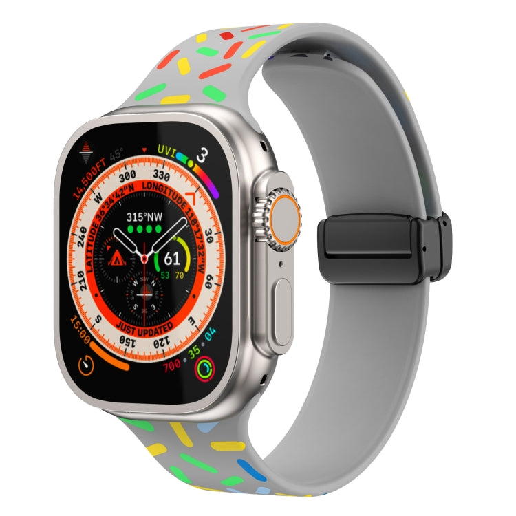 Rainbow Dots Silicone Magnetic Black Buckle Watch Band, For Apple Watch 6 40mm, For Apple Watch 6 44mm, For Apple Watch 5 44mm, For Apple Watch 5 40mm, For Apple Watch 4 44mm, For Apple Watch 4 40mm, For Apple Watch 3 38mm, For Apple Watch 3 42mm������...