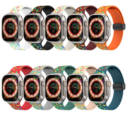 Rainbow Dots Silicone Magnetic Black Buckle Watch Band, For Apple Watch 6 40mm, For Apple Watch 6 44mm, For Apple Watch 5 44mm, For Apple Watch 5 40mm, For Apple Watch 4 44mm, For Apple Watch 4 40mm, For Apple Watch 3 38mm, For Apple Watch 3 42mm      ...