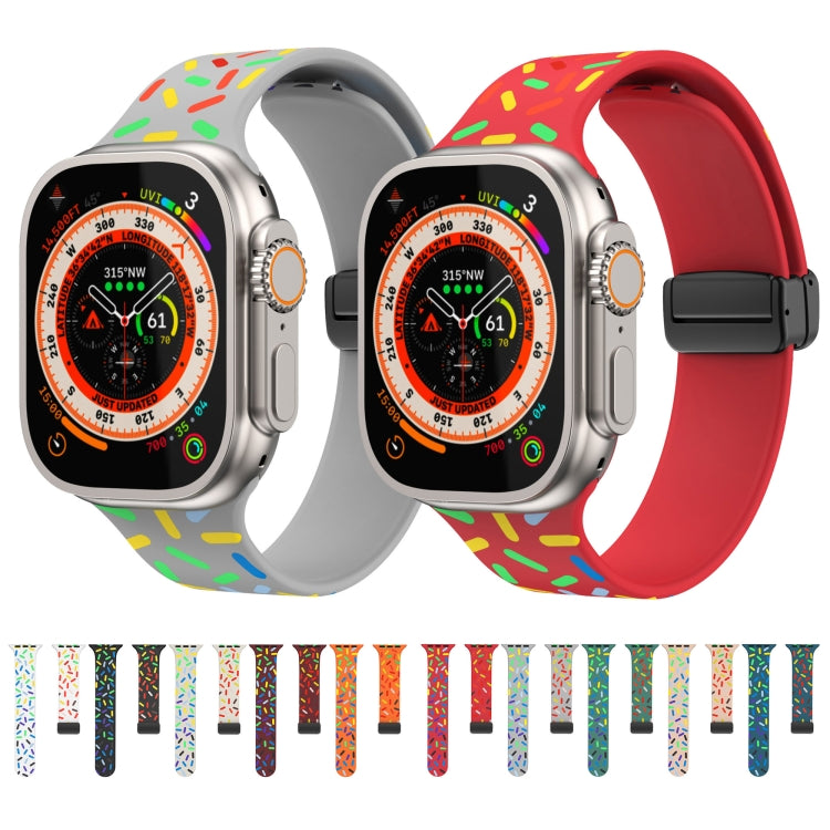 Rainbow Dots Silicone Magnetic Black Buckle Watch Band, For Apple Watch 6 40mm, For Apple Watch 6 44mm, For Apple Watch 5 44mm, For Apple Watch 5 40mm, For Apple Watch 4 44mm, For Apple Watch 4 40mm, For Apple Watch 3 38mm, For Apple Watch 3 42mm      ...